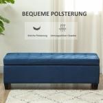 Hallbänk/Ottoman med Knappsömmar och Förvaring, Blå, 125,1 x 48,9 x 41,3 cm