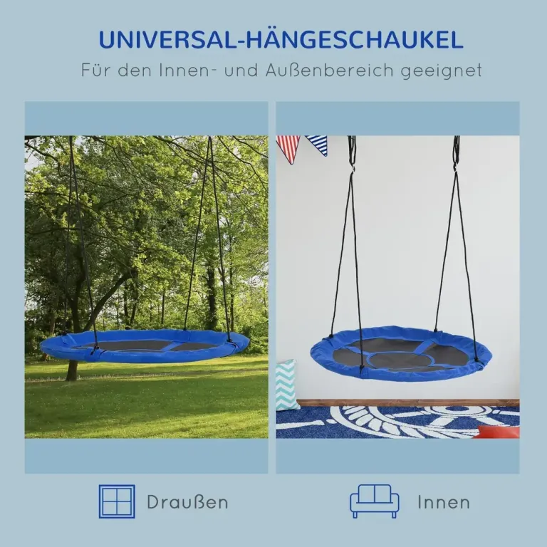 Bogunga Utomhusgunga Blå av Stål och Tyg för Barn 110 cm