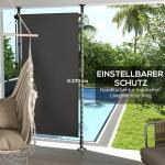 Vertikal Markis Solskydd Mörkgrå av Polyester och Metall för Terrass och Trädgård Väderbeständig Balkong Rullgardin med Vev 120 x 220-310 cm