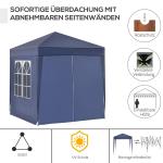 Hopfällbar Paviljong med 4 Väggar, Kompakt Partytält med Fönster och Dörr, Enkel Montering för Trädgård, Grå, 2 x 2 m