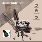 Massagekontorsstol med Ligg- och Värmefunktion, Vridbar, Ergonomisk, upp till 120 kg, Brun