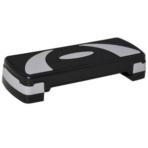 Justerbar Stepbräda för Aerobics, Halkfri Träningsbänk med 3 Höjdlägen, Effektivt Redskap för Fitness Hemma, Svart/Grå, 80 x 31 cm