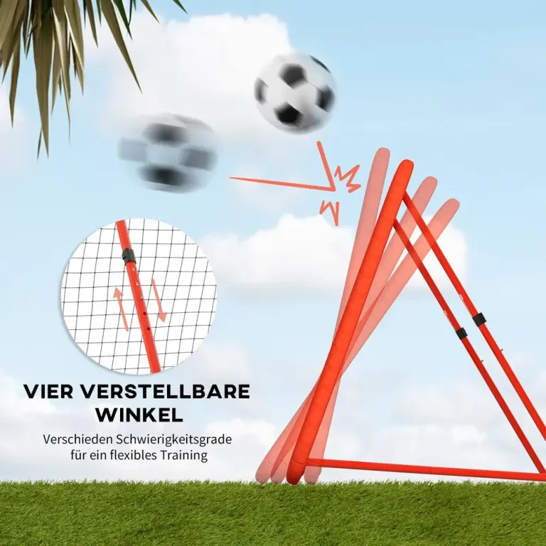 Rebounder Fotbollsnät Röd av Metall och Nät för Bollsport