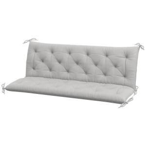 Bänkdyna Sittdyna med Remmar Ljusgrå av Tyg för Trädgårdsmöbler och Verandagunga Stolsdyna Utomhus Inomhus 150 x 98 x 8 cm