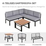 Loungegrupp i Aluminium för 4 Personer, Modern Utemöbel med Lyftbart Soffbord, Bekväm Soffa med Dynor för Terrass, Grå