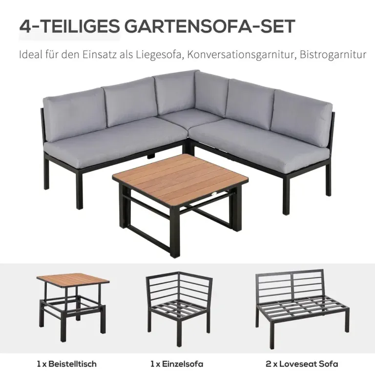 Loungegrupp i Aluminium för 4 Personer Utemöbel
