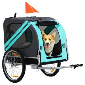 Hundcykelvagn Oxford-Tyg Säker Transportkärra för Husdjur Ventilerande Nätfönster och Regnskydd Grön 130 X 73 X 90 Cm