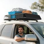 Takkorg för Bil och Taklastbärare med Vindavvisare för Bagage och Transport Hållbar och Stabil Svart Stål upp till 90.7 kg för Tak
