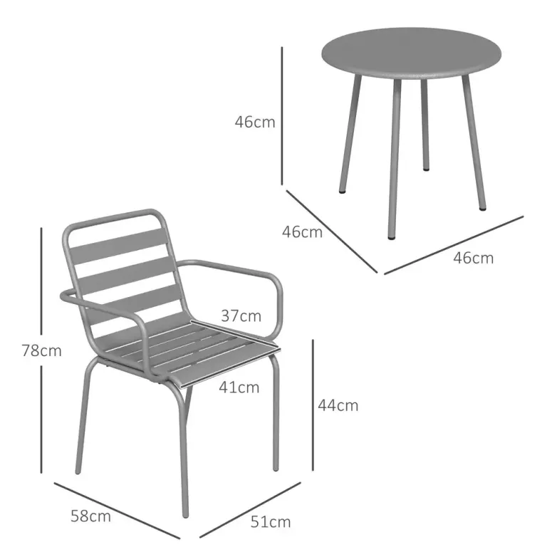 Bistroset Trädgårdsmöbelset Ljusgrå av Stål 3 Delar 1