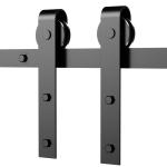 Skjutdörrsbeslag Komplett Set, Monteringssats för Skjutdörr med Skena och Rullar, Robust System i Kolstål, Svart, 200 x 40 cm