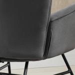 Gungstol i Sammet med Stålram, Bekväm Vilostol med Hög Rygg, Modern Design för Vardagsrummet, Grå