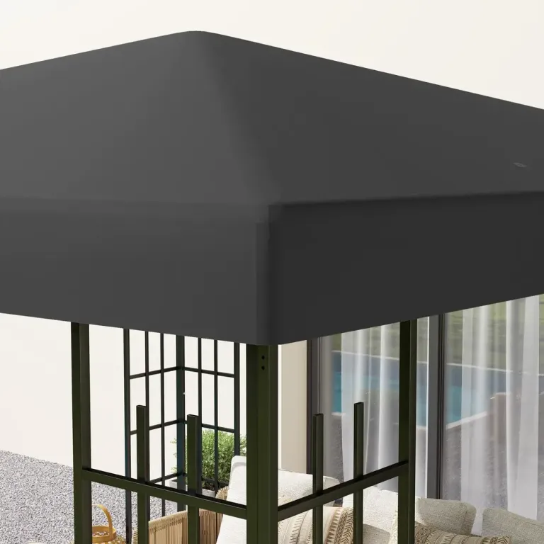 Ersättningstak för Paviljong Gazebotak Mörkgrå 3 x 3 m