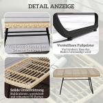 Trädgårdsbord Sidobord med Glasskiva Natur av Polyrattan ve Glas för Balkong ve Terrass Rektangulärt Uteplatsbord 90 x 50 x 45 cm