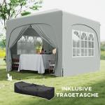 Lusthus Paviljong Pop-Up Partytält Ljusgrå av Polyester och Metall för Trädgård och Camping Vintertätt Tält med 4 Sidopaneler 3 x 3 m