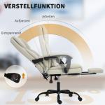 Kontorsstol med Fotstöd Beige Konstläder för Hemmakontor Ergonomisk Skrivbordsstol Höj- och Sänkbar Rullbar