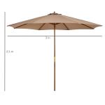 Träparasoll i Bambu-Look, Elegant Trädgårdsparasoll med Vevmekanism, Stabilt Solskydd för Terrass, Khaki, 300 cm