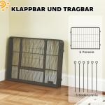 Hundstaket, Husdjursutrymme med 6 Paneler i Hopfällbart Stål, Grått