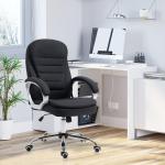 Kontorsstol Linnetyg med Vippfunktion Ergonomisk Skrivbordsstol Justerbara Armstöd för Hemmakontor Svart 64 X 75 X 111-121 Cm