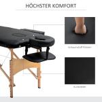 Hopfällbar Massagebänk Svart av Konstläder och Trä för Wellness och Terapi Bärbar med Nackstöd Höjdjusterbar Bekväm Design