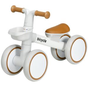 Balanscykel Barncykel Brun Vit av Plast för Barn från 1 År Halkfri med TPU Hjul Inga Skruvar Idealisk Present