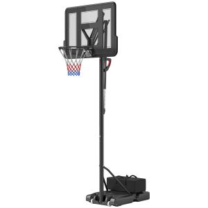 Basketkorg Basketstativ Höjdjusterbart Stativ med Hjul Svart av Stål och PC för Utomhusbruk Professionell Basketställning 230-305 cm