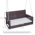 Hängande Trädgårdsbänk i Konstrotting, 2-Sitsig Gungbänk för Avkoppling, Väderbeständig Hängsoffa för Veranda, Brun, 127 x 57,5 x 60 cm