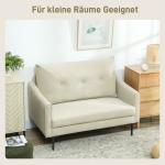 Soffa 2-sits med Tygklädsel Gräddvit Linneimitation för Vardagsrum och Gästrum Modern Soffa med Metallben Bekväm Stoppning Minimalistisk Design