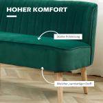 2-Sitsig Soffa i Sammetslen Polyester, Modern Loungesoffa med Träben, Bekväm Sittplats för Vardagsrum, Mörkgrön, 117 x 56,5 x 77 cm