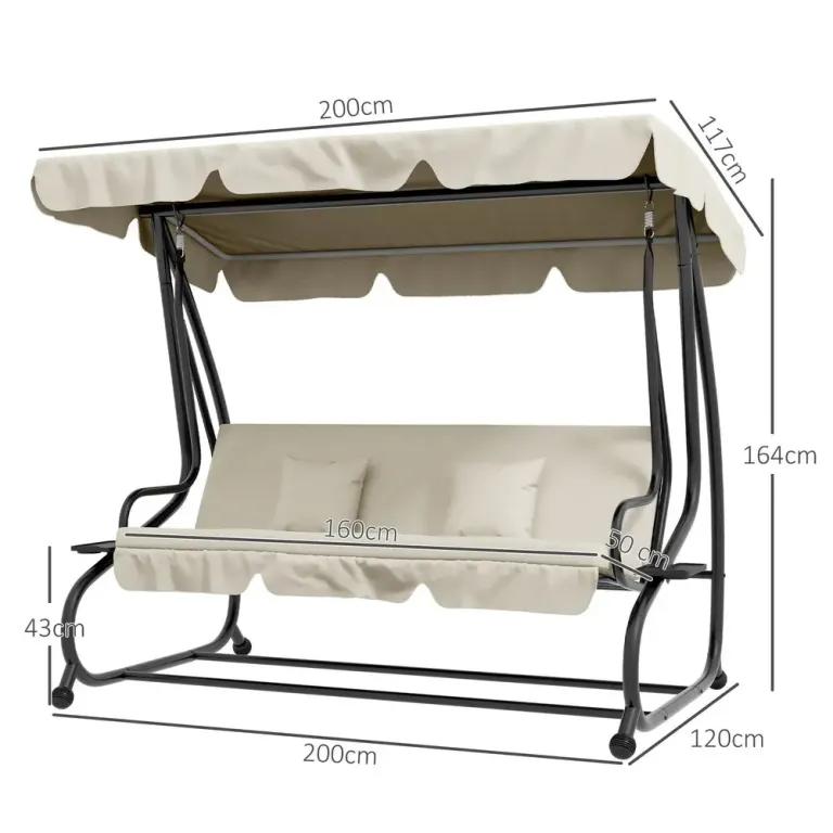 Hammock 3-Sits Krämvit 200 x 120 x 164 cm