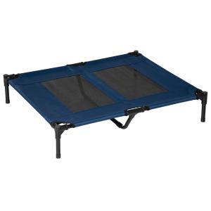 Hundsäng Hundstol Blå Metall och 600D Oxford Tyg Bekväm Sovplats Upphöjd och Ventilerande 91,5 X 76,2 X 18 Cm