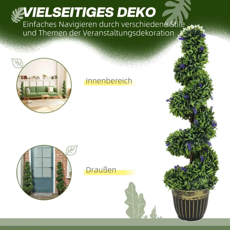 2-Delad Konstgjord Växtsats med Spiraldesign och Cementbas