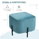 Fotpall i Sammet med Guldiga Ben, Rund Sittpuff för Vardagsrum och Sovrum, Elegant Inredningsdetalj, Turkos, 44,5 x 44,5 x 41,5 cm