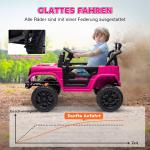 Elbil för Barn med 2.4 GHz Fjärrkontroll och 2 Motorer samt Tuta och LED Musik Hållbar och Säker Rosa Plast 12V 3-8 År för Lek