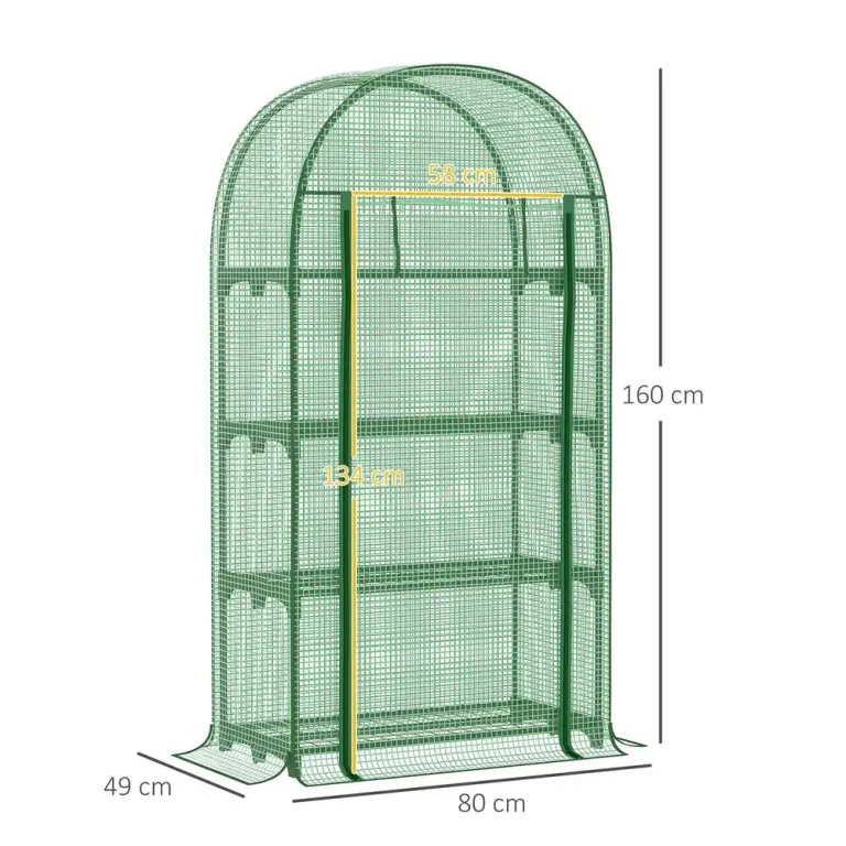 Litet Tunnelväxthus 4 Hyllor Kompakt 80 x 49 x 160 cm