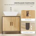 Tvättställsskåp för Badrum med 2 Dörrar och Justerbar Hylla för Vask utan Sockel Hållbar och Stabil Natur Ekoptik och Stål 60 x 30 x 60 cm