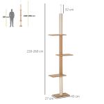 Klösträd Golv-till-Tak, Justerbar Klösmöbel med Sisalpelare, Aktivitetscenter för Katter som Sparar Plats, Khaki, 228-260 cm