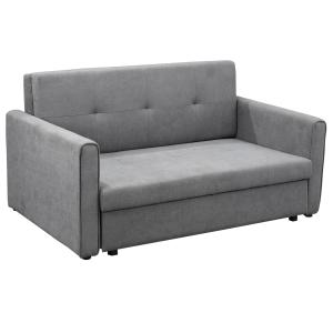Bäddsoffa 2-Sits Soffa Grå av Polycotton och Trä för Vardagsrum med Sängfunktion och Förvaringsutrymme Bekväm 152 x 101 x 81 cm