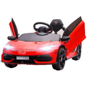 Elbil för Barn Lamborghini Aventador med Vingdörrar och Musik för Lek Hållbar och Säker Röd Plast 3–5 År
