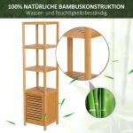 Badrumsskåp Toalettskåp Natur av Bambu för Badrum med 3 Öppna Fack Praktisk Förvaring och Modern Design 36 x 33 x 140 cm