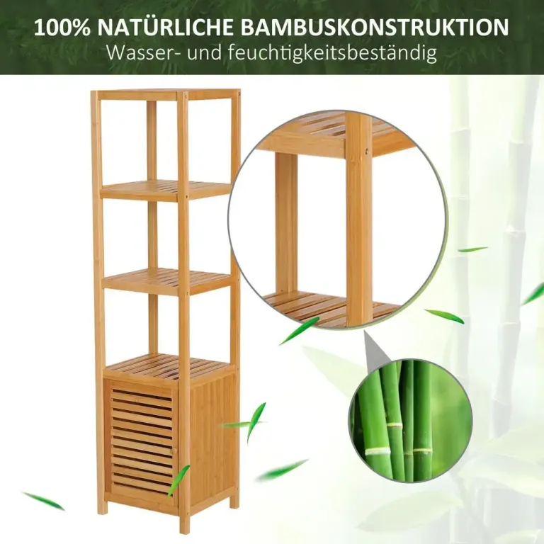 Badrumsskåp Toalettskåp Natur av Bambu 36 x 33 x 140 cm