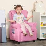 Barnfåtölj med Fotpall i Rosa, Bekväm Minisoffa för Barn 3-5 År, Ergonomisk Sittplats med Justerbart Ryggstöd, Rosa, 58 x 53 x 70 cm