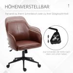 Kontorsstol i Konstläder, Bekväm Skrivbordsstol med Vippfunktion, Justerbar Arbetsstol för Kontor, Brun, 93-101 cm