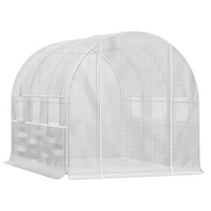 Folieväxthus Tunnelväxthus Vit av Stål och PE för Trädgård och Odling med Upprullbara Fönster UV-Skydd och Vindtät Konstruktion 2,95 x 2 x 2 m