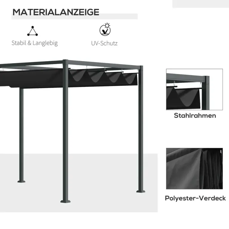 Pergola med Tak Trädgårdspaviljong i 298 x 213 x 221 cm