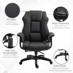 Kontorsstol Höj- och Sänkbar med Vippfunktion Ergonomisk 360° Vridbar med Armstöd Konstläder Svart 76 X 80 X 118-124 Cm