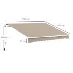 Ledarmsmarkis Solskydd Beige Aluminium för Balkong och Terrass Justerbar Uteplatsmarkis Väderbeständig Stabil 3,95 M