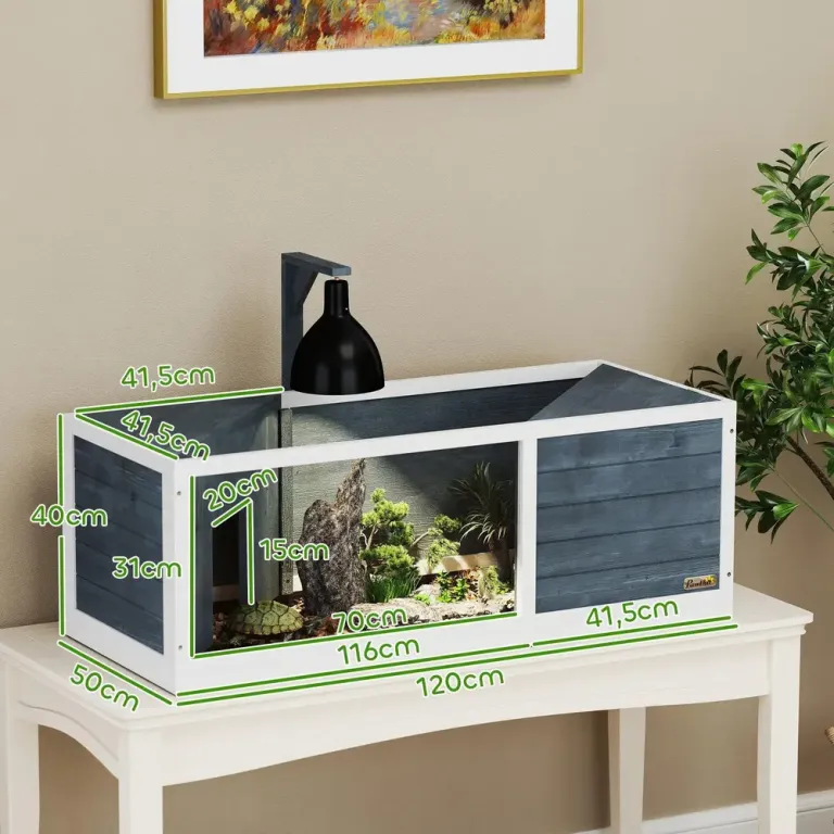 Sköldpaddshus Terrarium med Två Huvudhus 120 x 50 x 40 cm