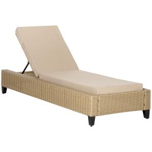 Solsäng i Konstrotting med Dyna, Justerbar Solstol i 5 Lägen, Väderbeständig Design för Avkoppling i Trädgården, Khaki, 72 x 198 x 30 cm