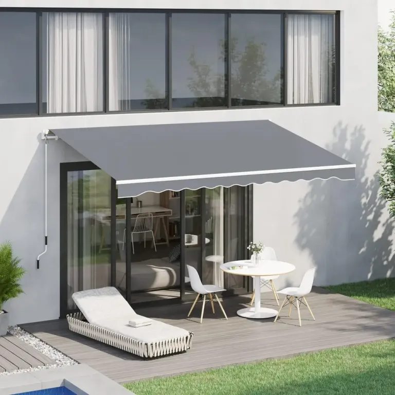 Infällbar Markis med Handvev Metallram 3,95 x 2,45 m