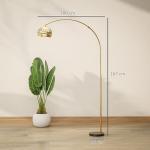 Golvlampa Båge Modern Svart och Guld Metall och Marmor för Vardagsrum Bågformad Lampa med Stabil Fot Elegant Design och Bra Ljus 167 cm